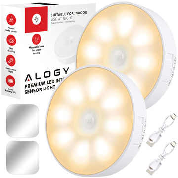 2x Lampka lampa LED czujnik ruchu zmierzchu nocna Alogy Sensor Light Bezprzewodowa oświetlenie meblowe Światło ciepłe 3000k