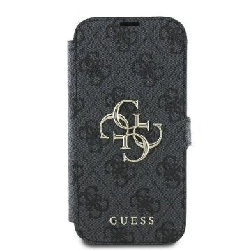 Guess 4G Metal Logo Book Case für iPhone 16 Pro 6,3″ – Schwarz