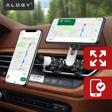 Uchwyt samochodowy MagSafe do iPhone 14 13 12 na kratkę do kratki auta Alogy Airvent car holder Czarny