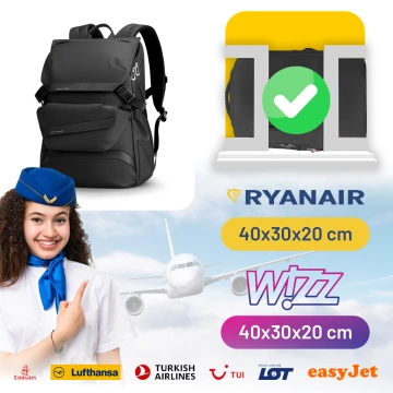 Mark Ryden Rucksack mit abnehmbarer Hüfttasche (2-in-1), Handgepäck, kostenlos, wasserdicht, 18 l, mit Laptopfach (bis 15,6 Zoll), Hüfttasche, City- und Reiserucksack, 40 x 30 x 14 cm – Schwarz