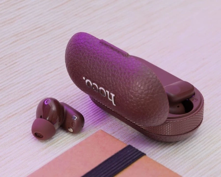 Słuchawki bezprzewodowe Bluetooth HOCO TWS EQ19 Etui Ładowarka Brązowe