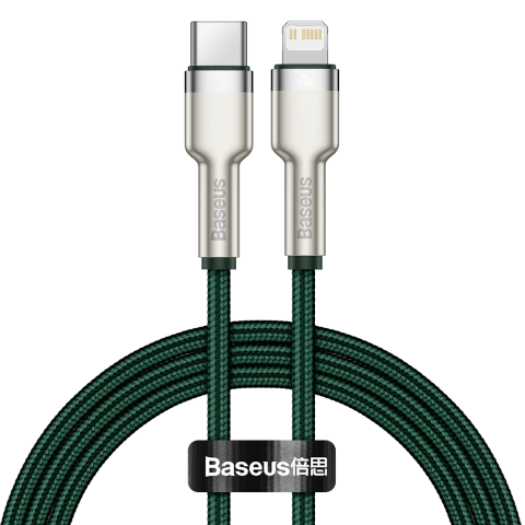 Kabel USB-C do Lightning Baseus Cafule, PD, 20W, 1m (zielony)