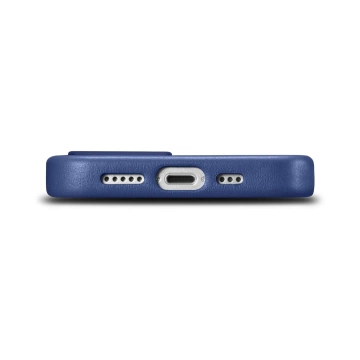 Etui na telefon iCarer Case Leather z naturalnej skóry do iPhone 14 Plus niebieski (kompatybilne z MagSafe)