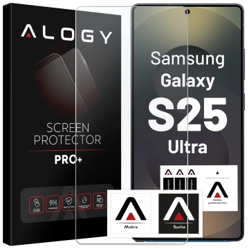 Etui do Samsung Galaxy S25 Ultra Case do MagSafe Wzmocniona Pancerna ochrona obiektywów z funkcją podstawki obudowa ochronna na telefon Alogy HeavyDuty Mag™️Czarne + SZKŁO HARTOWANE