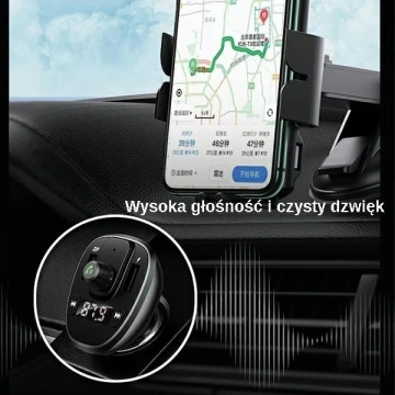  Zestaw głośnomówiący do auta USAMS C21 z transmiterem FM, Bluetooth 5.0, MP3, 2xUSB 3,4A CC115GC01 (US-CC115) czarny/black