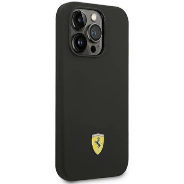 Ferrari iPhone 14 Pro 6.1" Hülle schwarz/schwarz Hardcase Silikon-Metall-Logo