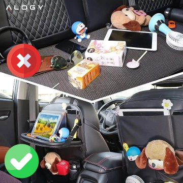 Auto-Organizer, Reisetisch, Autositzschutz, Rückenlehne, Sitz Alogy Black