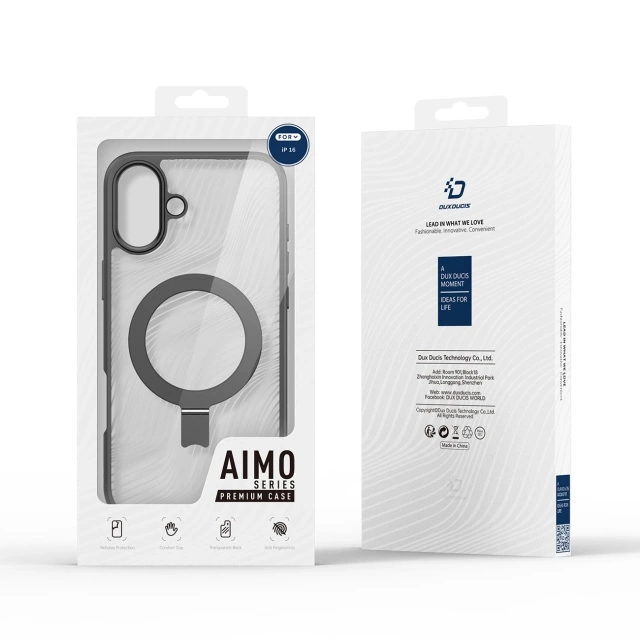 iPhone 16 Dux Ducis Aimo Mag Case mit MagSafe und Ständer - Schwarz