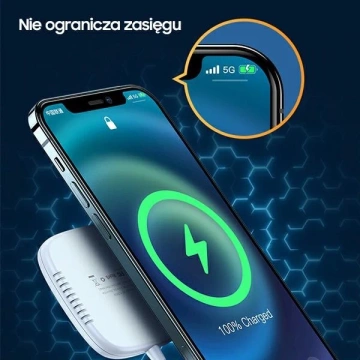 USAMS Induktionsladegerät US-CD159 magnetisch W1 15W Extradünnes iPhone 12 Serie weiß/weiß CD159DZ02