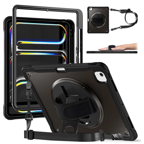 Etui pancerne 360 z miejscem na rysik do Apple iPad Air 11" (2024,2025) / Air 10.9" (2020,2022) / Pro 11 (2018) Alogy Pirate 360 Case obudowa na tablet Czarne