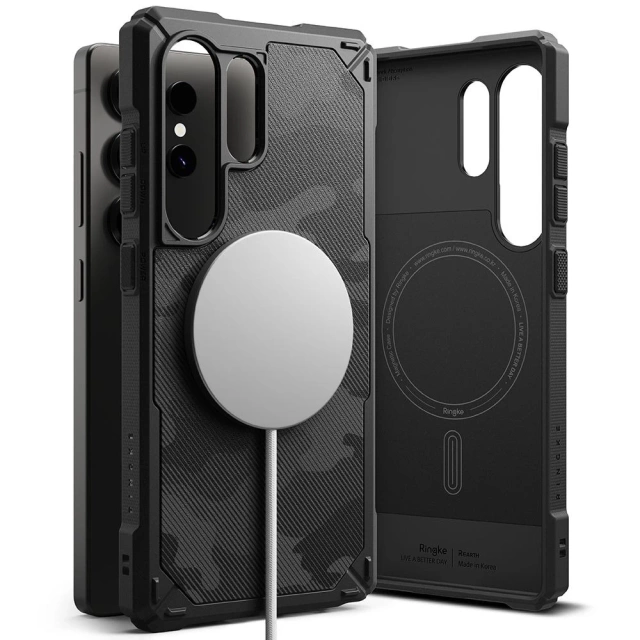 Etui für Samsung Galaxy S25 Ultra Camo Schwarz Ringke Rugged Gear Magnetic MagSafe