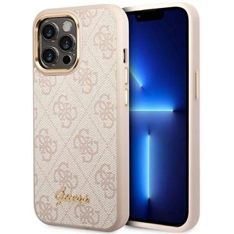 Etui Guess GUHCP14LHG4SHP für Apple iPhone 14 Pro 6,1" różowy/pink Hard Case 4G Vintage Gold Logo