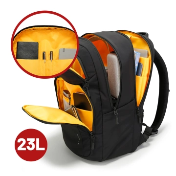 Bange wasserdichter Rucksack für 15,6-Zoll-Laptop, Stadtreisender, 45 x 30 x 16 cm, für Arbeit, Flugzeug, Herren, Damen, mit USB-Anschluss Schwarz