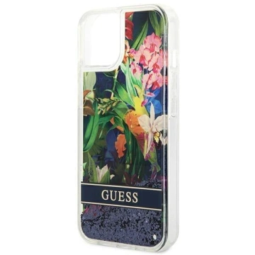 Etui Guess GUHCP14MLFLSB do Apple iPhone 14 Plus 6,7" niebieski/blue hardcase Flower Liquid Glitter