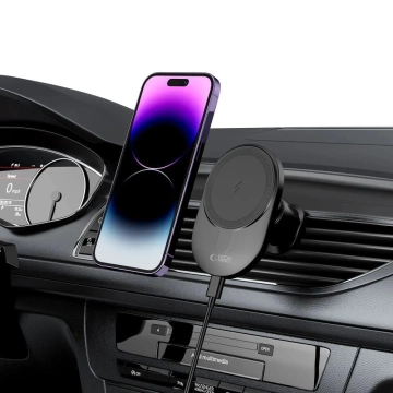 Uchwyt samochodowy indukcyjny magnetyczny MM15W-V1 Magnetic MagSafe Vent Car Mount Wireless Charger 15W do kratki Czarny