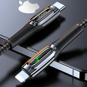 USAMS Geflochtenes Kabel USB-C auf Lightning Smart Power-off 20 W PD-Kabel 1,2 m Schwarz