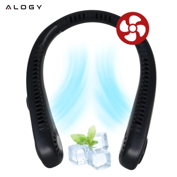 Alogy BreezeNeck™ Nackenventilator Mini-Luftzirkulator mit Display 1500mAh Schwarz