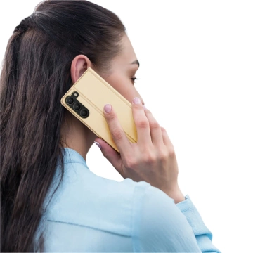Etui ochronne na telefon Dux Ducis Skin Pro do Samsung Galaxy S23+ pokrowiec z klapką portfel na kartę podstawka złote