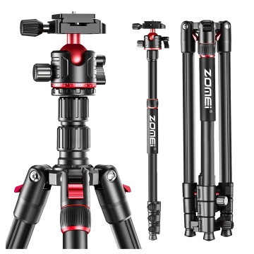 Statyw Profesjonalny 2w1 – Tripod i Monopod do Aparatu i Kamery, Składany z Regulowaną Wysokością i Głowicą Kulową 360°, Stabilny i Lekki, ProStand™ – Czarny