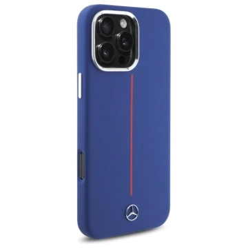 Etui Mercedes do iPhone 16 Pro Max 6.9" Granatowy MagSafe Hardcase Silicone Red Stripe 