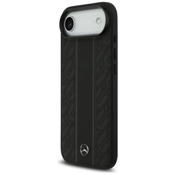Etui do iPhone 17 Air Mercedes-Benz Leather Laurel Leaves MagSafe Black