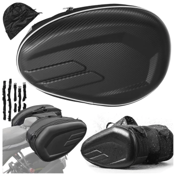 Sakwa Motocyklowa 38–58L – Torba, Kufry boczne, Sakwa na Tylne Siedzenie, Wodoodporna, Twardy Materiał, Regulowana na Motocykl – Alogy RoadPack™ Czarna