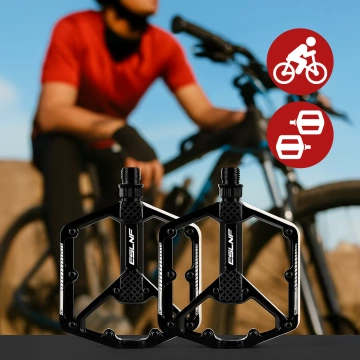 MTB-Plattformpedale aus Aluminium, 2er-Set, Aluminium Schwarz