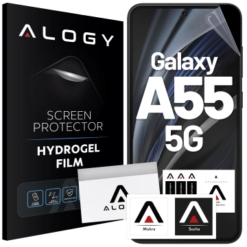 Folia hydrożelowa do Samsung Galaxy A55 5G – elastyczna ochrona ekranu, samoregeneracja, pełne dopasowanie i wysoka przejrzystość – Alogy Hydrogel Film™