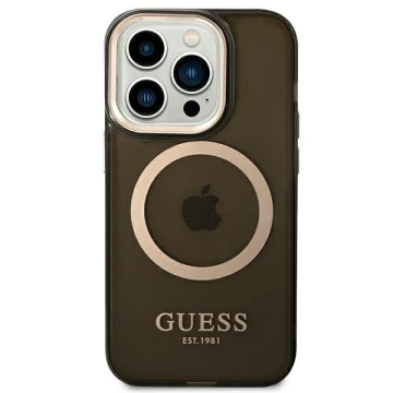 Etui Guess GUHMP14LHTCMK do Apple iPhone 14 Pro 6,1" czarny/black hard case Gold Outline Translucent MagSafe