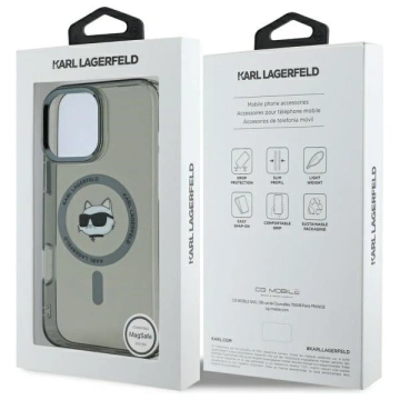 Etui Karl Lagerfeld do iPhone 16 Pro Max 6.9" Czarny MagSafe Hardcase IML Metal Choupette Head 