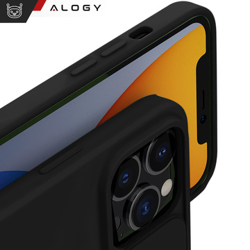 Hülle für iPhone 15 Pro Max Slide Case mit Objektivschutz Kameragehäuse Mattschwarz Alogy Soft Matt Glass