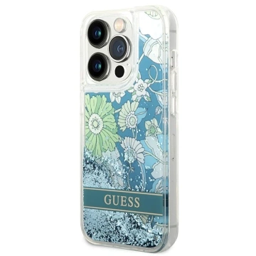 Etui Guess GUHCP14XLFLSN do Apple iPhone 14 Pro Max 6,7" zielony/green hardcase Flower Liquid Glitter