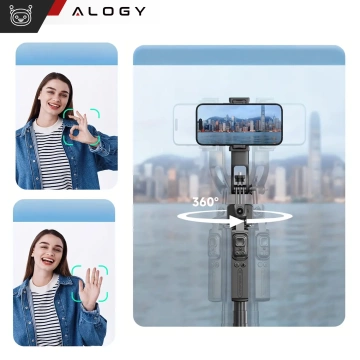 Kijek Selfie Stick Quadrapod Alogy TrackPod 2w1 z uchwytem na telefon i mocowaniem 1/4 Funkcja śledzenia twarzy  kompatybilny z iPhone Android