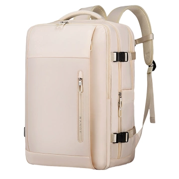 Plecak wodoodporny Bange na laptopa 15.6" miejski podróżny 46x31.5x20 cm do pracy samolotu męski damski z z gniazdem USB Beżowy