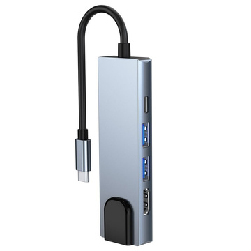 Hubadapter USB V3-HUB 5w1 USB-C Grau