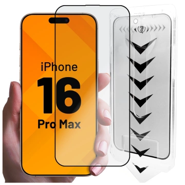 Szkło hartowane do Apple iPhone 16 Pro Max ochronne szkiełko na ekran 9H Alogy EasyShield™️ z ramką montażową