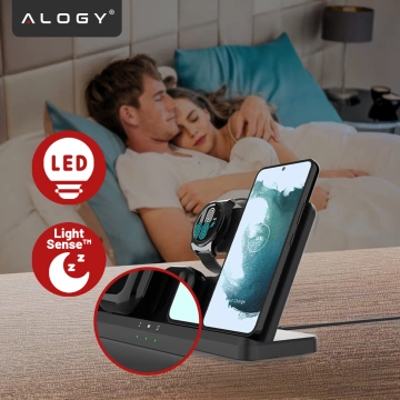 Ładowarka Bezprzewodowa Indukcyjna 3w1 Qi 3.0 Szybka do Samsung S22 S23 S24 S25 Galaxy Watch Buds Stacja czarna 