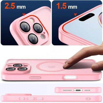 3w1 Zestaw Etui Hybrydowe + Szkło do Apple iPhone 16 Pro Max obudowa ochronna Hybrydowe MagSafe z ochroną obiektywu case + 2x Szkło hartowane ochronne na telefon Alogy 3in1 Case Pack Różowe