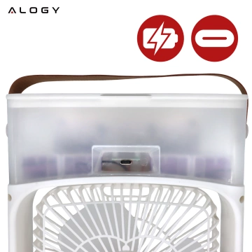 Wentylator wiatrak biurkowy 3w1 Klimator Alogy DeskBreeze™  stojący mały cyrkulator z nawilżaczem powietrza timerem i podświetleniem LED USB-C