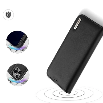 Etui do iPhone 16 Pro Dux Ducis Hivo Skórzane z RFID Czarne