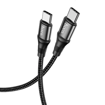 HOCO Kabel Typ C auf Typ C X50 1m Schwarz PD 100W 5A Nylongeflecht