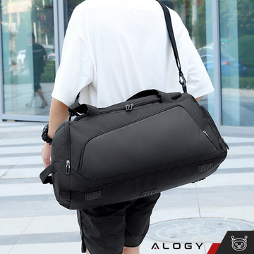 Schultertrainings-Sporttasche für Herren und Damen für das Fitnessstudio, Reisetasche aus Thermostoff, Fassungsvermögen 40 l, Alogy Black