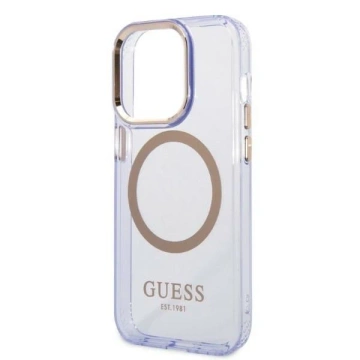 Etui Guess GUHMP14LHTCMU für iPhone 14 Pro 6,1" lila/lila Hartschale Gold Outline Translucent MagSafe