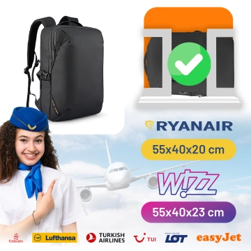 Plecak Podróżny Mark Ryden na Laptopa 15.6", Wodoodporny, Pojemny 21L, z Brelokiem na Klucze i Gwizdkiem  44 × 29 × 17 cm – Czarny