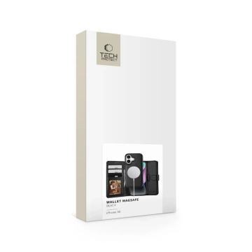 Etui für iPhone 16 Tech-Protect Wallet MagSafe Schwarz