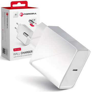 Ładowarka sieciowa Forcell ze złączem USB-C Type C 3A 45W PD QC 4.0 Biała