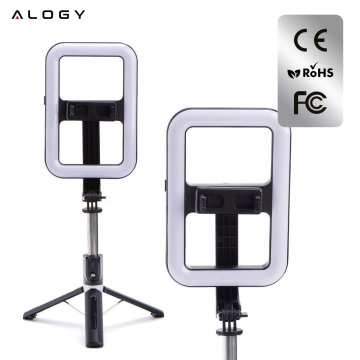 Alogy GlowStick™ Pro Stativ-Selfie-Stick mit Fernbedienung und LED-Licht für Make-up-Fotos und -Videos, Länge 132 cm, Schwarz