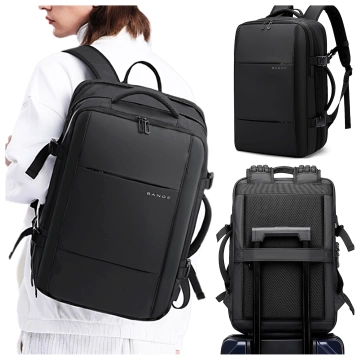 Bange wasserdichter Rucksack für 15,6-Zoll-Laptop, Stadtreisender, 45 x 30 x 16 cm, für Arbeit, Flugzeug, Herren, Damen, mit USB-Anschluss Schwarz
