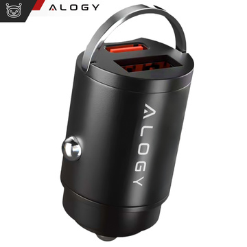 Ładowarka samochodowa USB QC 4.0 + USB-C typ C PD 30W szybka mocna do telefonu Alogy Car czarna