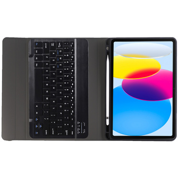 Etui ochronne z klawiatura bezprzewodowa Alogy Keyboard Case z miejscem na rysik do Apple iPad 10.9 2022 Czarne + Szkło